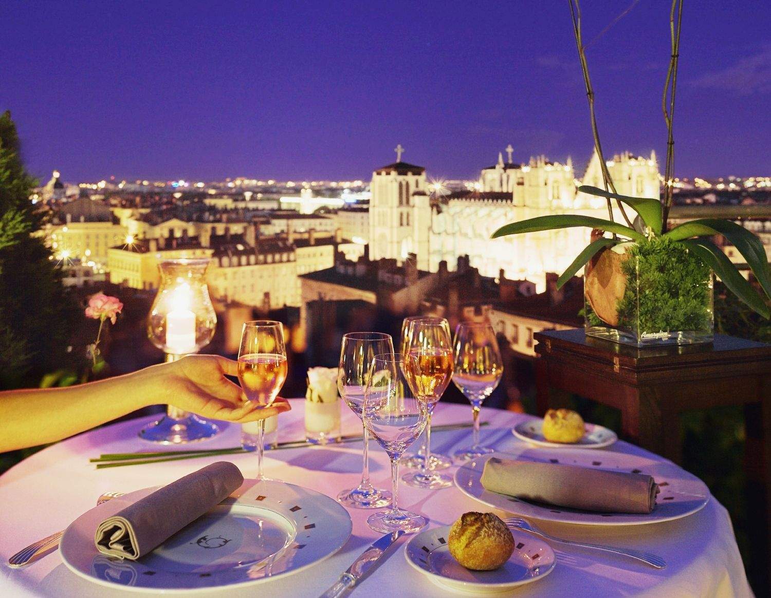 Terrace overlooking Lyon from La Villa Florentine, Luxury Hotel in Lyon